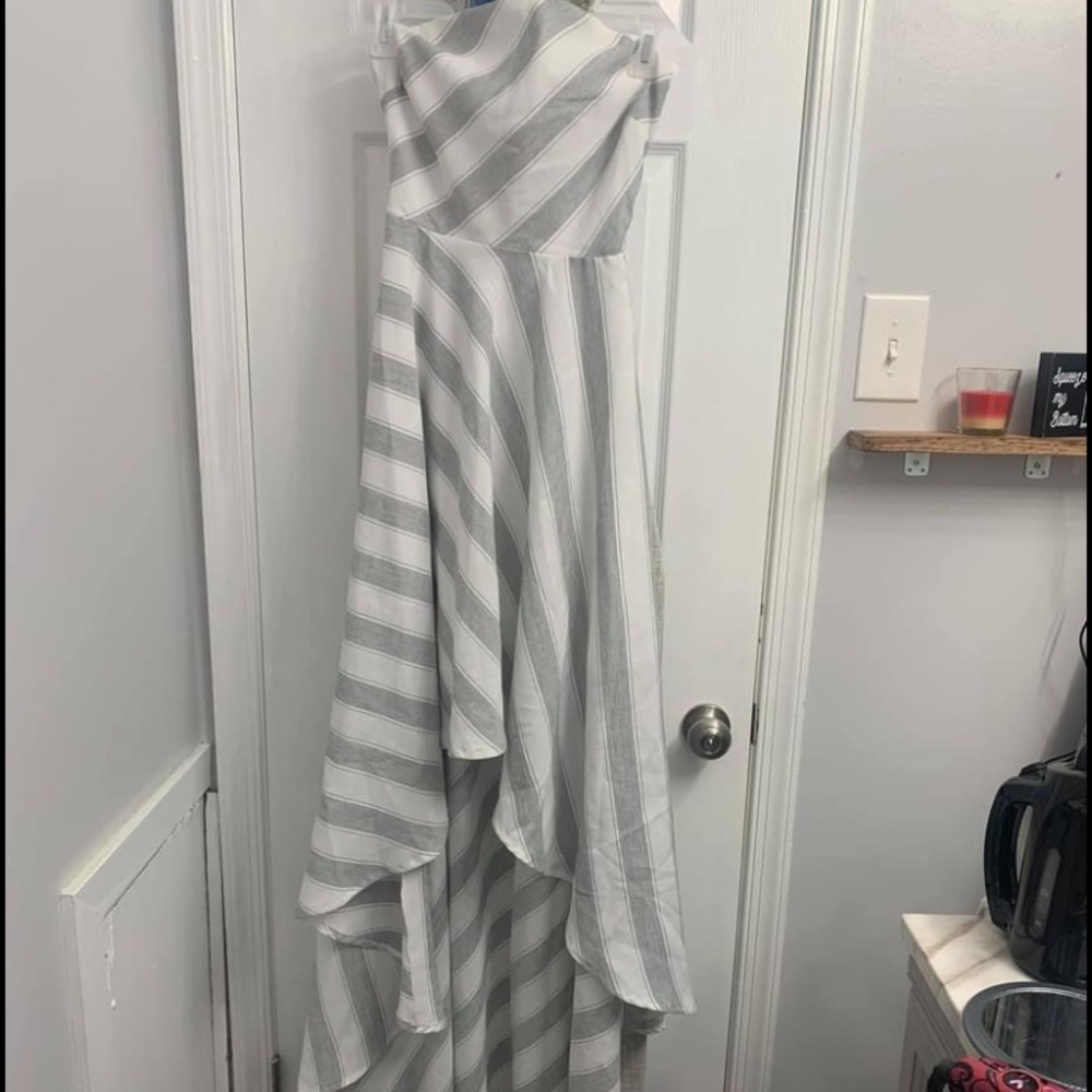 Gray & White Strapless Dress